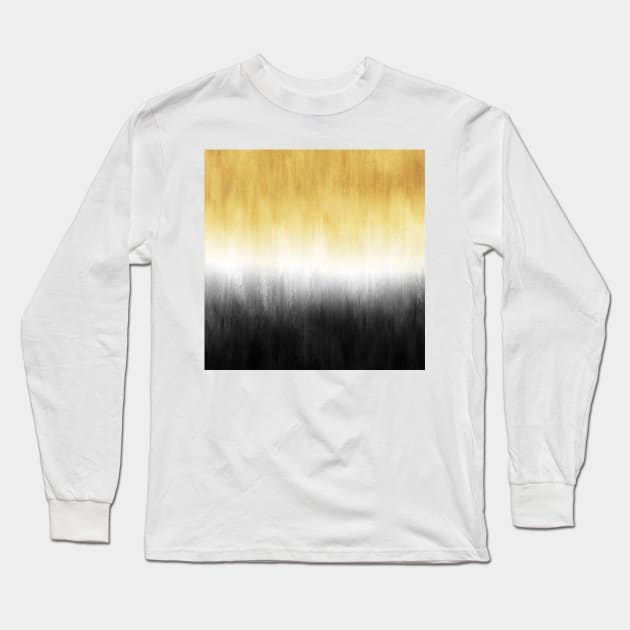 Yellow and Black Painting Brush Strokes Modern Art Long Sleeve T-Shirt by NdesignTrend